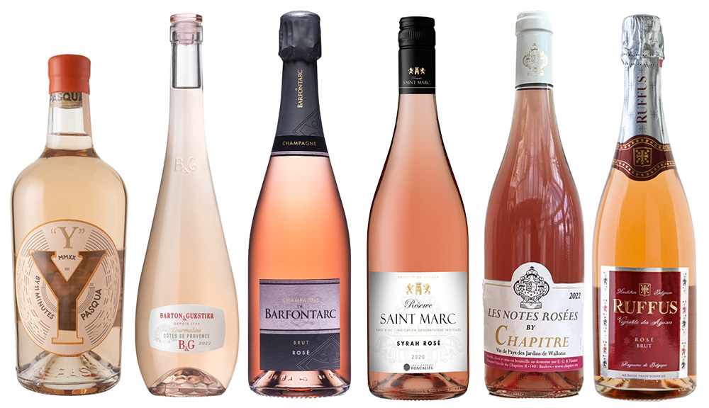 Photos des bouteilles de vin rose primées